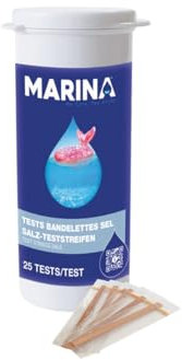 25 bandelettes de test pour analyse eau piscine désinfection au sel - Marina