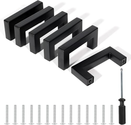 Baoweihua Möbelgriffe, Schrankgriffe 64mm Edelstahl Küchengriffe Küchenschränke Schubladengriffe Türgriffe Schwarze 6 Stück für Küchen, Schrank, Schubladen, Möbel