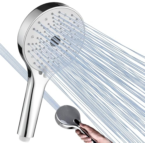 Nafall Duschhuvud Stort - 3in1 Handdusch, Universell Rund Massagedusch, Vattenbesparande, Duschhuvud Med 4 StråLtyper, Universell Storlek G1/2 (130 Mm Diameter)