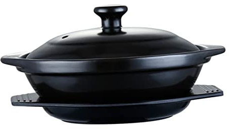 UTHCLO 1 Pc Casseruola Carne Da Carne Pentola Di Zuppa Gratinato Stufa Tortiera Pentola Di Terracotta Per Cucinare Padella Antiaderente Pentole a Induzione Padella Verde Black Ceramica