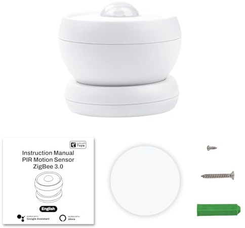 Smart Zigbee Bewegungsmelder,PIR Zigbee Motion Sensor Tuya Bewegungsmelder Presence Sensor,120° Weitwinkel, 8 Meter Erfassungsdistanz mit Lichtsensor für Tuya