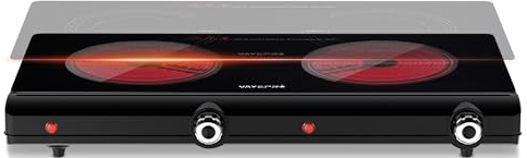 Infrared Double Burner Electric Cooktop - 1800W Portable Stove, Heat-up In Seconds, Countertop Cooktop for Dorm, Compatible with All Cookware