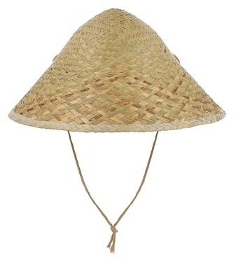 HENBRANDT 3 x Adult Asian Conical Straw Hats - Traditional Oriental Style Sun Protection Fancy Dress Costume Accessory for Festivals Parties Cultural Events Theme Celebrations