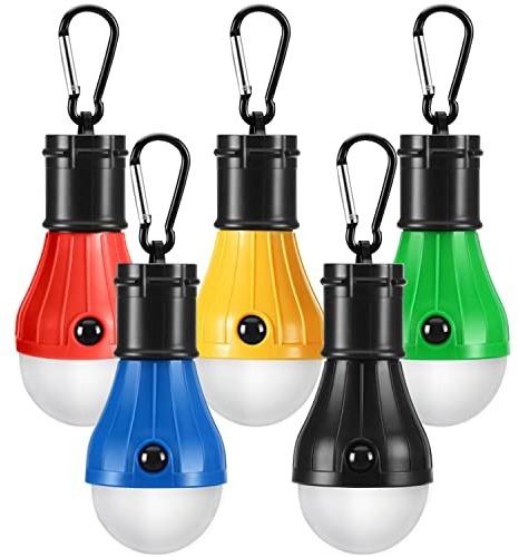 LED Campinglampe [5 Packs],PEMOTech Portable Camping Lights 4 Lighting Modes,Battery Powered with Clip Hook Tent Lights LED Camping Tent Lantern for Camping Hiking Backpacking Fishing Outage
