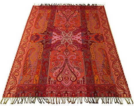 Lorenzo Cana colorida Luxus – Manta Jacquard Tejido de algodón con cartón de lana de merino – Cordero Multicolor Multicolor Paisley Manta Manta Manta sofá de lana Picnic Manta (130 cm x 180 cm 96251