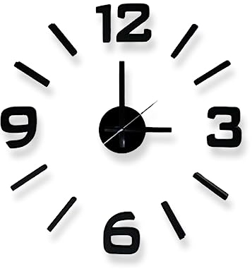 Reloj de Pared Grande sin Marco - Reloj Decorativo con Piezas Autoadhesivas - Goma EVA - Movimiento Silencioso - Estilo Moderno - Ideal para Hogar u Oficina - Diámetro Recomendable 60 cm - Aktual