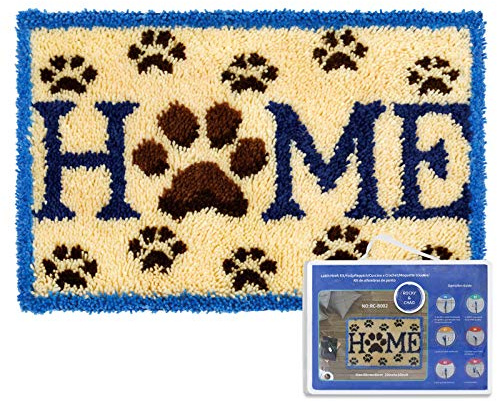 ROCKY&CHAO Latch Hook Kits Home Rug for Home Decoration 60 x 40 cm, DIY Latch Hook Kits, Rug Making Kit for Adults and Kids 23.6x15.7, Birthday Gifts for Woman(Home)