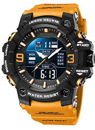findtime Montre de sport tactique militaire pour homme - Étanche - Montre numérique robuste avec rétroéclairage LED - Alarme et chronomètre