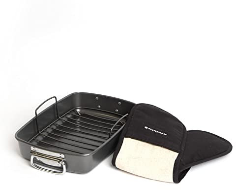 MasterClass Roasting Pan with Rack and Double Oven Gloves