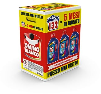 Omino Bianco - Detersivo Lavatrice Liquido Color+, 132 Lavaggi, Specifico per Capi Colorati, Tecnologia Salva i Colori e Cattura il Grigiore, 1760 ml x 3 Confezioni