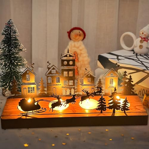 Kerzenhalter Adventskranz,Kerzeneinsatz Tafelkerzen,Adventskerzenhalter,Advent Kerzenhalter,Kerzenleuchter,Kerzentablett Metall mit Holz Haltern,für Kerzen Weihnachten Deko Tischdeko