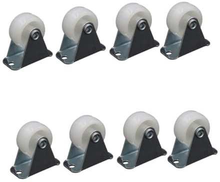 GLEAVI 8pcs White Pp Nylon Caster Wheels Heavy Duty Swivel Castor Wheels for Trolley Easy to Rotate Adjust Furniture Caster Replacement
