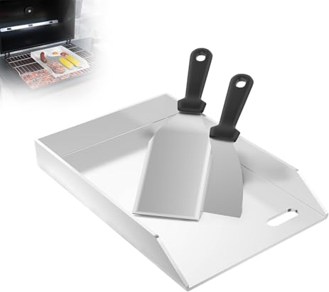 XMTECH Plancha de acero inoxidable, 30 x 20 x 4 cm, distribución uniforme del calor para parrillas de gas y carbón, incluye 2 espátulas para barbacoa, óxido y arañazos, sin asa, ideal para barbacoas y