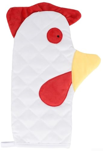 Rooster Print Heat Resistant Oven Mitts for Kitchen Use, Pot Holders with Pocket for Secure Grip on Hot Plates, Dishes, and Bakeware (1pcs)