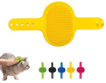 Qytskoow Grooming Strap Silicone Pad Yellow Premium For Cats & Dogs,Adjustable Cat Self Groomer Brush, Multifunctional Cats Combs Massager for Climbing Frames Table Legs