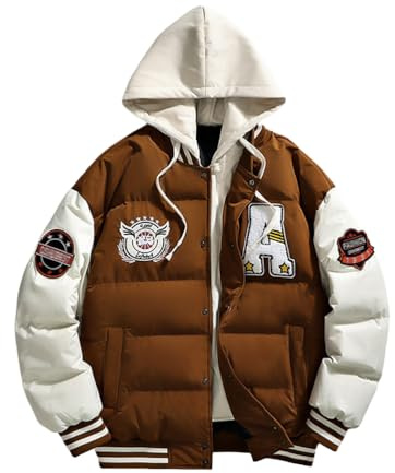 Oanviso Veste De Baseball Unisexe Hiver Chaud Manteau Homme Femmes Doudoune Y2K 90S College Jacket Matelassée Moto Épaissir Blouson Bomber Vestes Manteaux