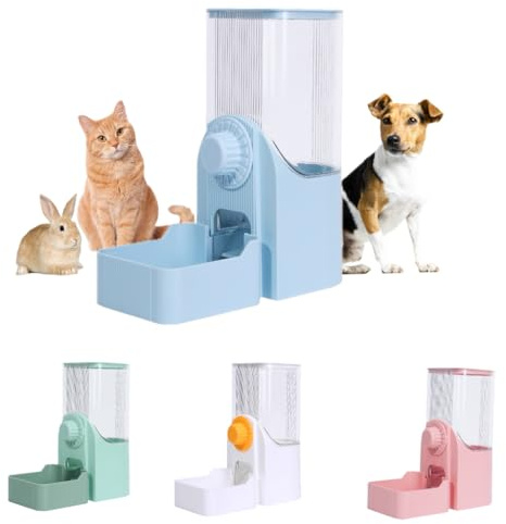 Animaux Distributeurs automatiques de Nourriture,1600ml Distributeur Automatique de Nourriture pour Lapin,Gamelles pour Nourriture et Eau,pour Petit Animal Domestique,Lapins,furets,Chats (Bleu)