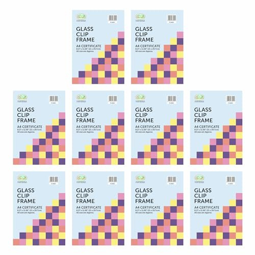 Pack of 10 - A4 Frameless Clip Frame with Glass Front Photo Poster Frame Document Certificate Frames Classic Wall Mountable Photo Frame For Home & Office (8.27 x 11.69)