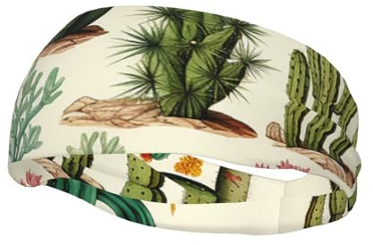 Bandeau de sport extensible et antidérapant pour homme - Motif cactus du désert - Pour le cyclisme, la randonnée, le yoga, le hockey sur glace