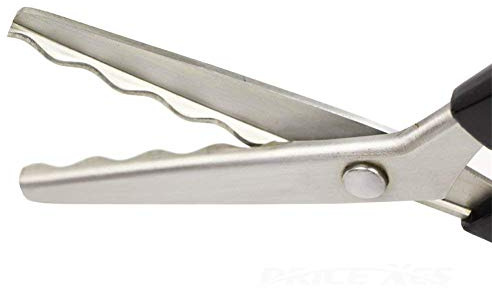 Serrated Scalloped Edge Pinking Shears, Stainless Steel Dressmaking Scissors, Zig-Zag Cut Scissors, Fabric Decorate Craft Shears with Comfort Grip Handle Sewing Supplies (Scalloped 18mm)