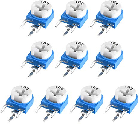 sourcing map Trimmer Potentiometer 10K Ohm Adjustment Horizontal Variable Resistors 10Pcs Side Mounting