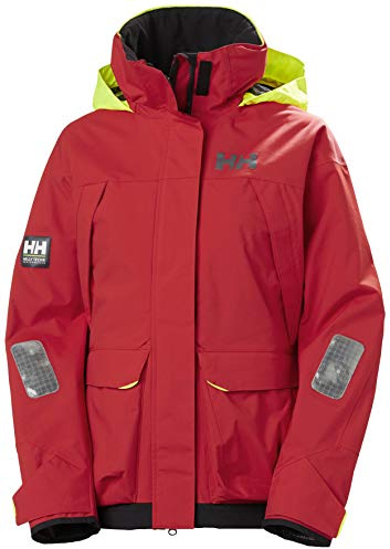 Helly Hansen Pier 3.0 Waterproof Jackets for Women Featuring Windproof Sailing Fabric and Packable Neon Yellow Hood, 222 Alert Red - Small