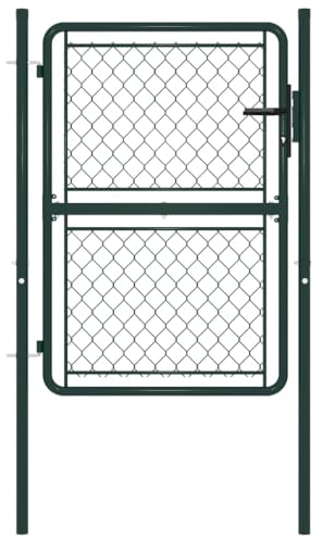 vidaXL Cancello per Giardino con Serratura e Chiavi Robusto Stabile Durevole Ingresso Porta Recinzione in Acciaio Zincato 100x150 cm Verde