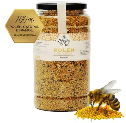 Polen de Abeja Natural de 1 kg, sin procesar, fuente de energía y vitalidad. Polen de abeja crudo con vitaminas y minerales esenciales, perfecto para desayunos, batidos o yogures saludables.