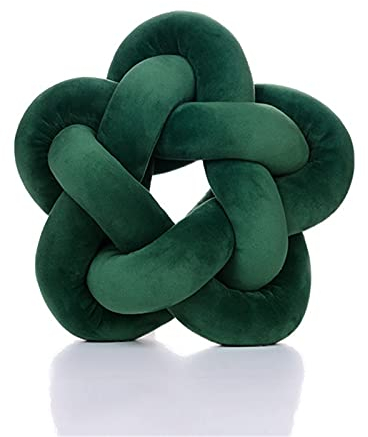 Greenf Knotenkissen,Kopfkissen Plüsch Kissen Knot KissenKnoten Ball Geknotetes Kissen Zierkissen für Sofa Wohnzimmer Babyzimmer,32x32cm (Dunkelgrün)