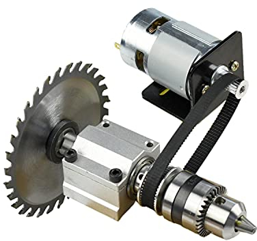 CHANCS 775 DIY Sierra de Mesa Mini Sierra Circular Eléctrica DC 24V 12000RPM Mini Motor de Taladro sin Cable para Madera