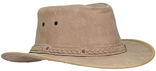 Walker and Hawkes - Läder kohud Canyon Outback flätad hatt, BEIgE, XL