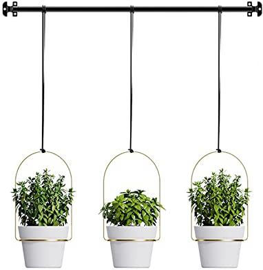 SLDHFE Hängende Pflanzgefäße für Fenster mit 3 Blumentöpfen, für den Innenbereich, Pflanzenaufhänger, moderne Pflanzgefäße, Dekoration, Hängepflanzenhalter für Wand, Küche, Wohnzimmer, goldfarben