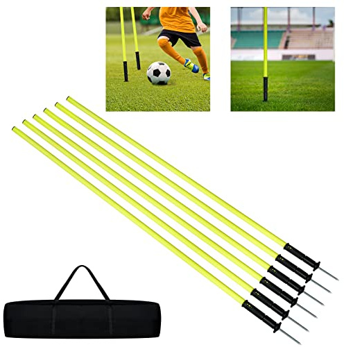 UISEBRT Slalom Poles - Set di aste da calcio, con custodia, per agilità e coordinazione, 1,8 m