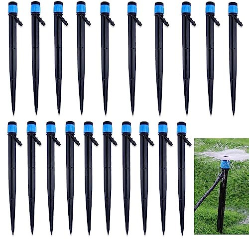 Goutteur Irrigation Réglable, Goutteur d'irrigation, Lot de 20 arroseurs de jardin multifonctions Arroseurs de jardin à arrosage automatique à 360° Arroseurs de jardin avec piquet de sol Arroseurs