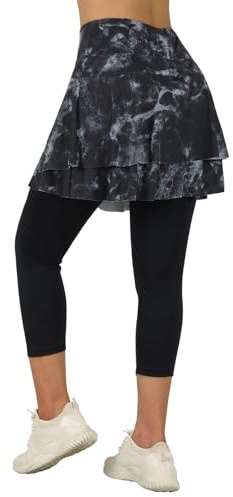 ANIVIVO Skirted Leggings for Women Capri, Athletic Tennis Skirt with Leggings Golf Pickleball Clothes with Pockets
