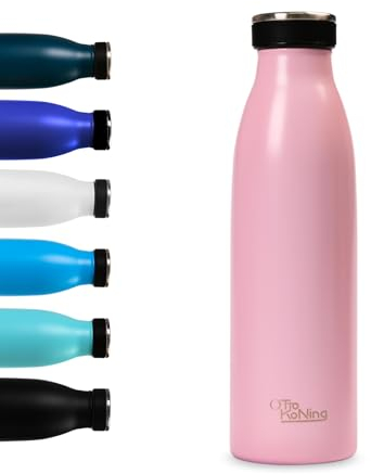 Botella de Agua Acero Inoxidable 500ml-Otto Koning-Botella Térmica con Doble Aislamiento al vacío para 12 Horas de Bebida Caliente y 24 Horas de Bebida Fría. Termo a Prueba de Fugas Libre BPA
