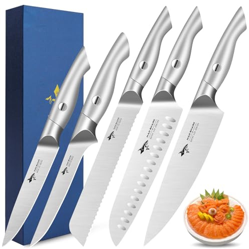 MAD SHARK Kitchen Knife Set, 5PCS Sharp Ultra Chef Knife Set, High Carbon Stainless Steel Knives Set with Ergonomic Handle, Professional Kitchen Knives Sets, Gift Box Packaging