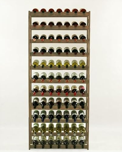 PROREGAL Weinregal PINOTWINE | HxBxT 166x72x25cm | 77 Flaschen | Massives Kiefernholz | Braun geölt | Weinhalter Weinständer Flaschenständer Flaschenregal Holzregal