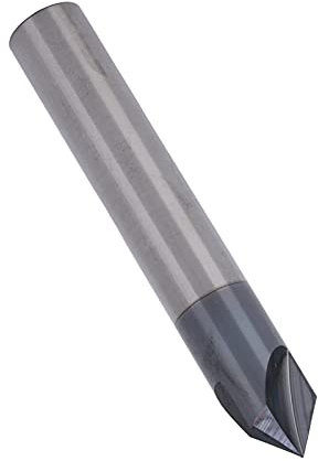 Yctze Chamfer End Mill 3-Flute 90° Tungsten Steel Milling Cutter Bit, CNC Polishing Carving Tool for Aluminum Copper Engraving (D10*90°*75L)