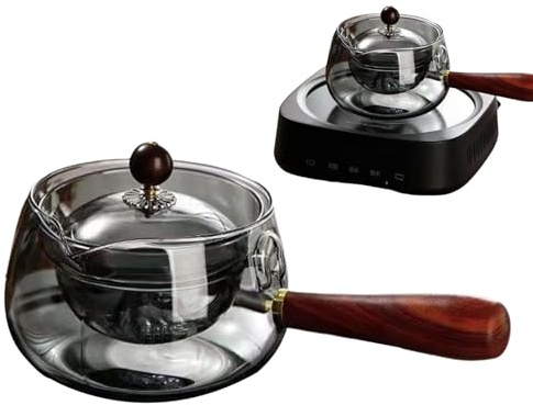 Tetera de vidrio con infusor, apta para estufa, vidrio de borosilicato resistente al calor, tetera transparente para hojas sueltas, infusor desmontable apto para lavavajillas para preparar té en casa