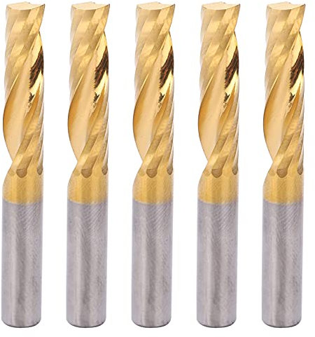 Respicefinem 5 PPCS Bastros de enrutador de acero de alta velocidad Cutter CNC End Mill Set ideal para metales no ferrosos con enchapado de 6 mm de diámetro 25 mm de longitud de