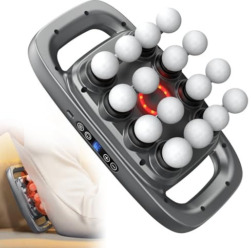Dufuso Pistola Massaggio Muscolare a 16 Testine con 3 Modalità e 30 Intensità Di Vibrazione con Luce Rossa per Alleviare La Tensione Muscolare e L'affaticamento Della Schiena e Delle Gambe