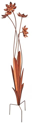 Kobolo Gartenstecker Wildflower | H: 100 cm | Naturrost | filigraner Metallstecker in Rostoptik | Stabiler Blumenstecker für Gartendeko, Beet, Balkon, Terrasse oder dekorative Pflanzendekoration