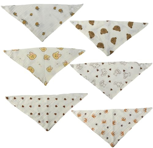 Daleweo 6 Pcs Bavoirs Triangulaires Pour BéBé, En Pur Coton, Avec 2 Attaches à Pression RéGlables, Convenant Aux BéBéS GarçOns Et Filles