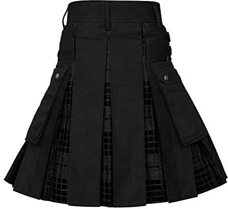 Kilt écossais, traditionnel, à carreaux, pour homme, tartan irlandais, combat, punk, gothique, région montagneuse, jupe, kilt utilitaire, avec sangles et grandes poches