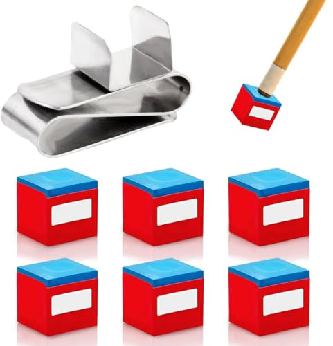 6 Pezzi Gessetti da Biliardo Professionali con 1 Porta Gesso Incluso | Gessi per Stecca ad Alta Aderenza e Precisione | Set Accessori Biliardo per Attrito Ottimale e Controllo della Biglia