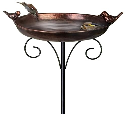 Baignoire pour oiseaux en fer forgé - Étagère verticale pour bain de colibri en plein air, station de décoration de sol vintage | Abreuvoir résistant et durable pour patio, jardin, arrière-cour, etc