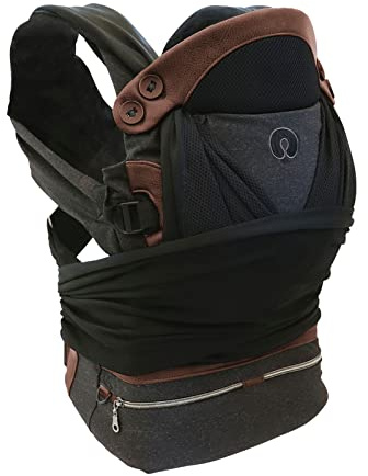 Boppy Adjust Comfyfit Portabebè 0+ Mesi da 3,5 kg a 15 kg, Semplice da Indossare e Regolabile, Portabebè Neonato Fronte Mamma Ergonomico con Supporto per Testa e Collo e Fascia Da Annodare, Nero