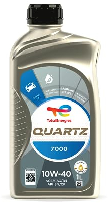TotalEnergies Quartz 7000 10W40 Engine Oil - ACEA A3/B4, API SN/CF - Clean-Shield Technology - Synthetic Based Motor Oil Lubricant - 1L