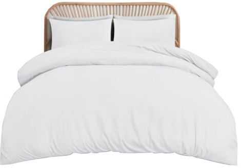 funky gadgets King Size Duvet Cover Sets White - Soft Brushed Microfiber Plain Dyed Duvet Cover Sets with Pillow Cases- Bedding Quilt Cover Set.